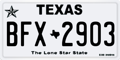 TX license plate BFX2903
