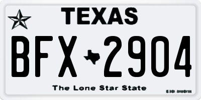 TX license plate BFX2904