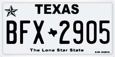 TX license plate BFX2905