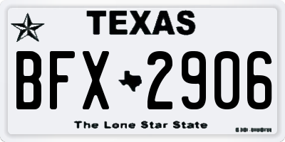 TX license plate BFX2906