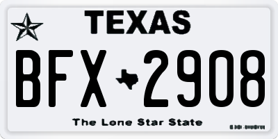 TX license plate BFX2908
