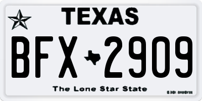 TX license plate BFX2909