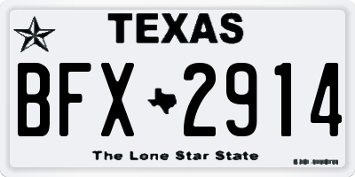 TX license plate BFX2914