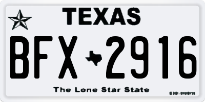 TX license plate BFX2916