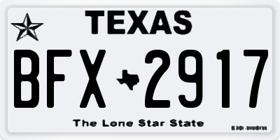 TX license plate BFX2917
