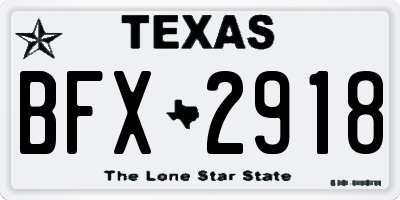 TX license plate BFX2918
