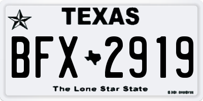 TX license plate BFX2919