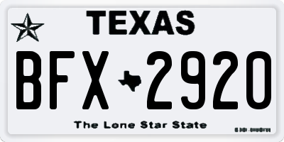 TX license plate BFX2920