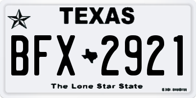 TX license plate BFX2921