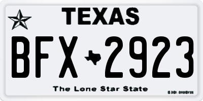TX license plate BFX2923