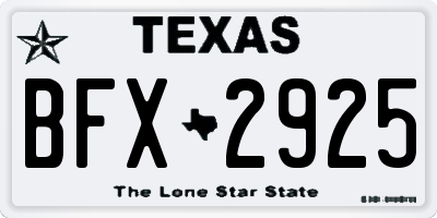 TX license plate BFX2925