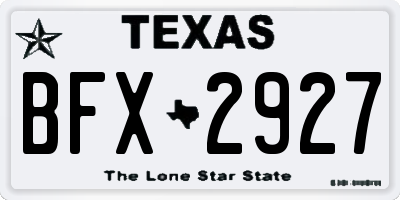 TX license plate BFX2927