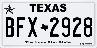 TX license plate BFX2928