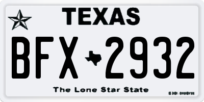TX license plate BFX2932