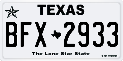TX license plate BFX2933