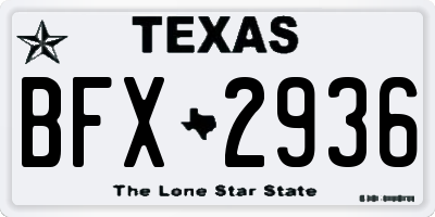 TX license plate BFX2936