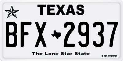 TX license plate BFX2937