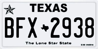 TX license plate BFX2938