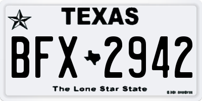 TX license plate BFX2942