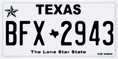 TX license plate BFX2943