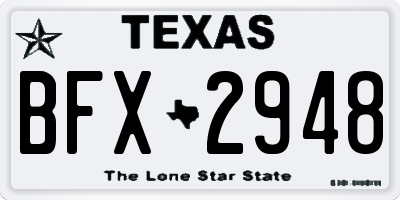 TX license plate BFX2948