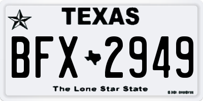 TX license plate BFX2949