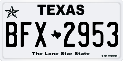 TX license plate BFX2953