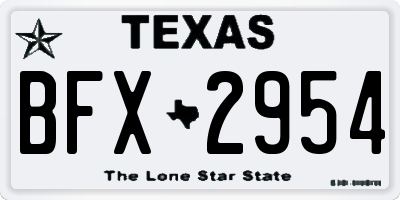 TX license plate BFX2954