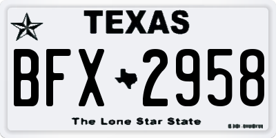 TX license plate BFX2958