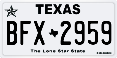 TX license plate BFX2959