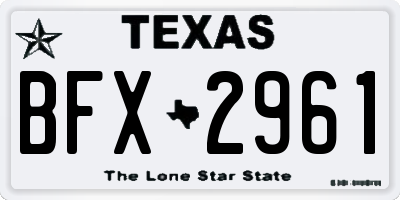 TX license plate BFX2961
