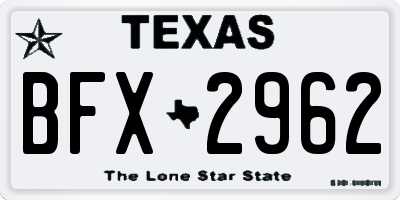 TX license plate BFX2962