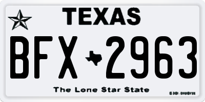 TX license plate BFX2963