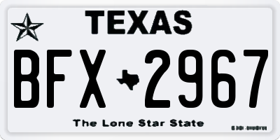 TX license plate BFX2967