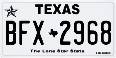 TX license plate BFX2968