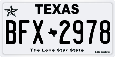 TX license plate BFX2978