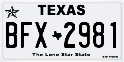 TX license plate BFX2981