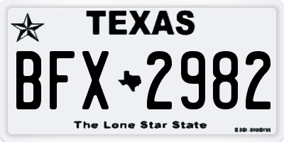 TX license plate BFX2982