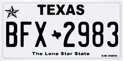 TX license plate BFX2983