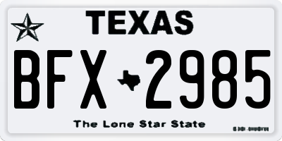 TX license plate BFX2985