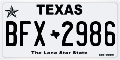 TX license plate BFX2986