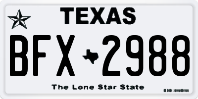TX license plate BFX2988