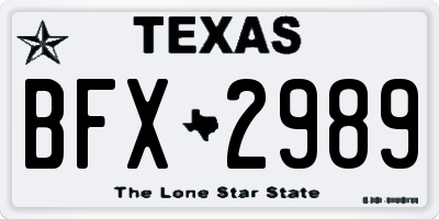 TX license plate BFX2989