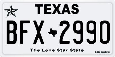 TX license plate BFX2990