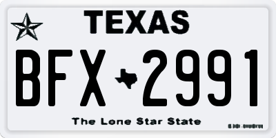 TX license plate BFX2991