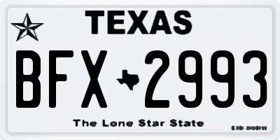 TX license plate BFX2993