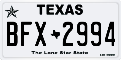 TX license plate BFX2994