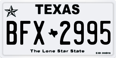 TX license plate BFX2995