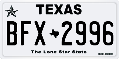 TX license plate BFX2996