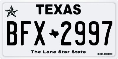 TX license plate BFX2997